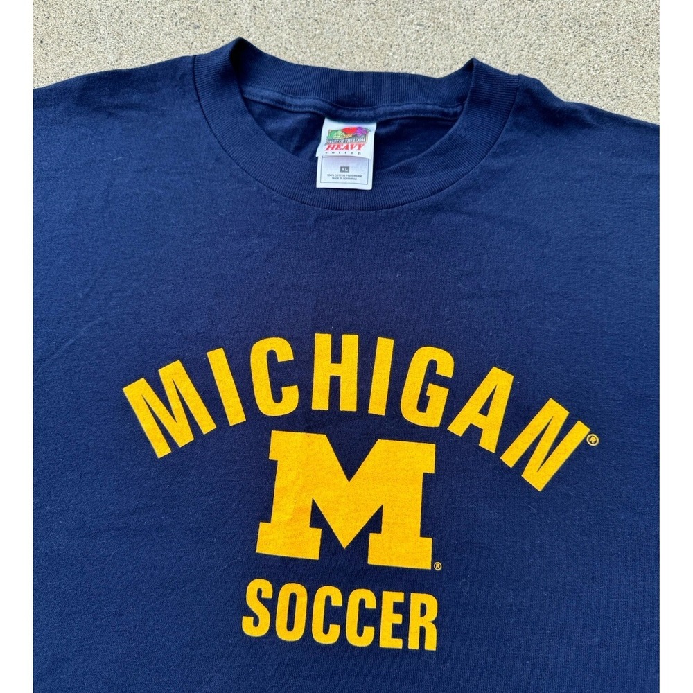 Vintage 90s University Of Michigan Wolverines Soccer Logo Spellout T-Shirt XL